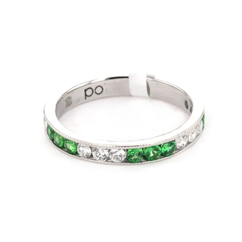 Customized Silver Jewelry For Unique Style Tsavorite & Diamond Band