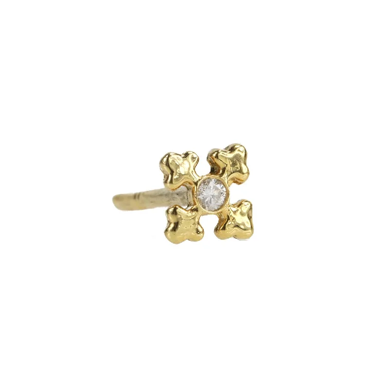 Personalized Jewelry Sale – Meaningful Gifts At Great Prices Gold "Cross" Studs with Bezel-Set Diamond Center