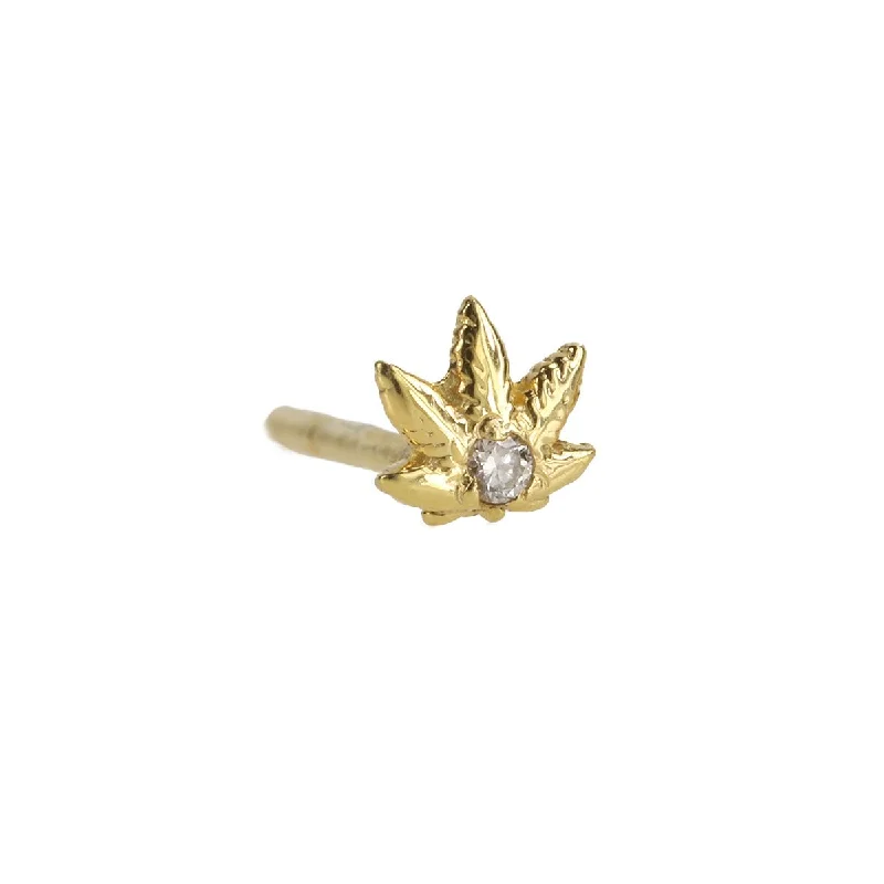 Shop Stylish Jewelry Now And Save Big Gold "Leaf" Studs with Diamond Detail