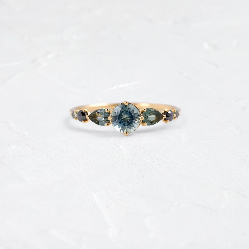 Exclusive Jewelry Sale – Sparkle For Less Ink Linear Cluster Ring with Sapphire