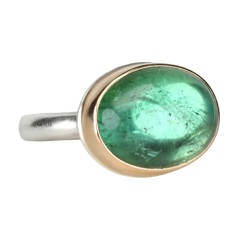 Buy More, Save More On Stunning Jewelry Pieces Horizontal Oval Smooth Green Tourmaline Ring