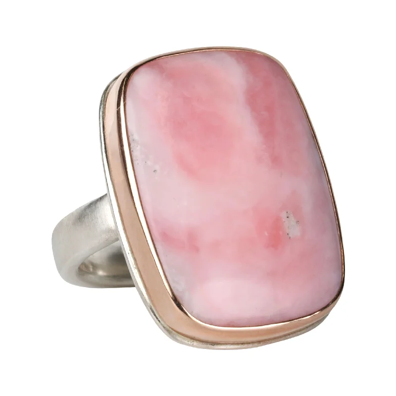 Seasonal Jewelry Deals – Elevate Your Style Vertical Rectangular Pink Peruvian Opal Ring