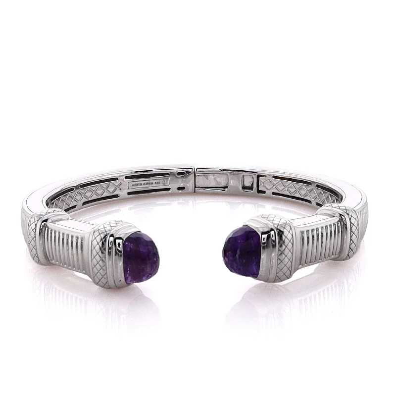 Bohemian-Inspired Jewelry For Free-Spirited Fashion Judith Ripka Sterling Silver Cassandre Cuff with Amethyst Ends