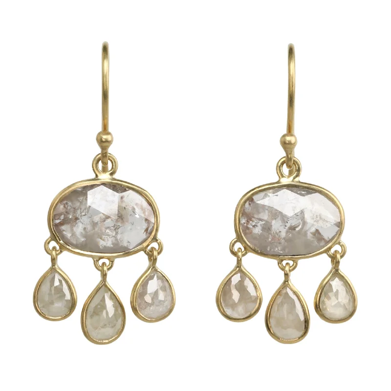 Fine Jewelry, Limited-Time Offers Available 18K Gold Bezel-Set Rustic Diamond "Chandelier" Earrings