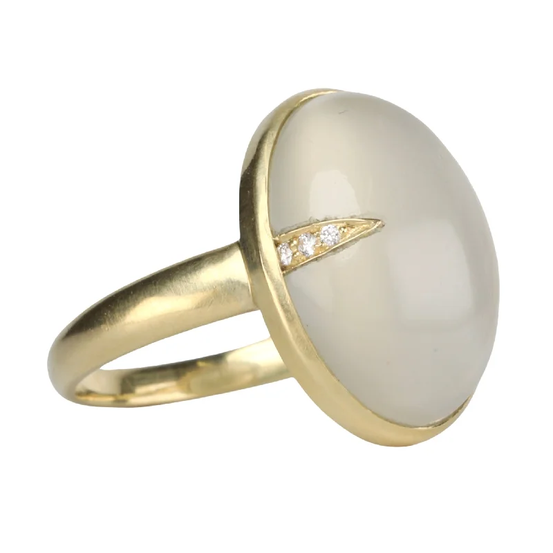 Elegant Jewelry, Affordable Luxury – Shop Now Cabochon Oval Green Moonstone Ring with Diamond Spike Inlay