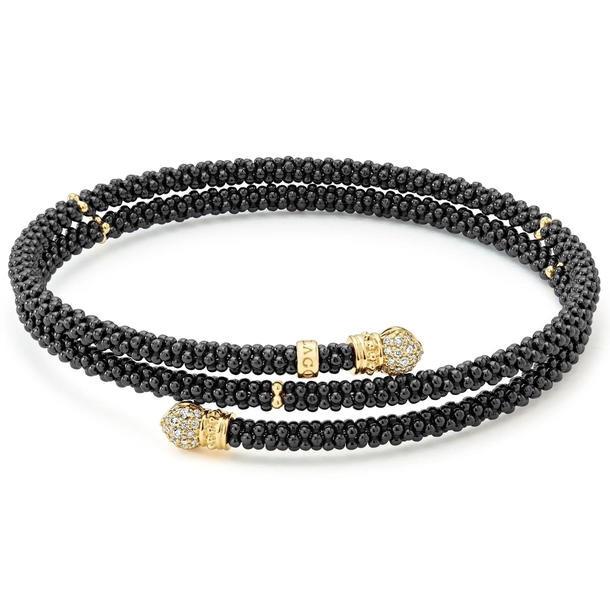 Trending Jewelry Now At Unbeatable Prices Lagos Black Caviar Ceramic Wrap Diamond Bracelet