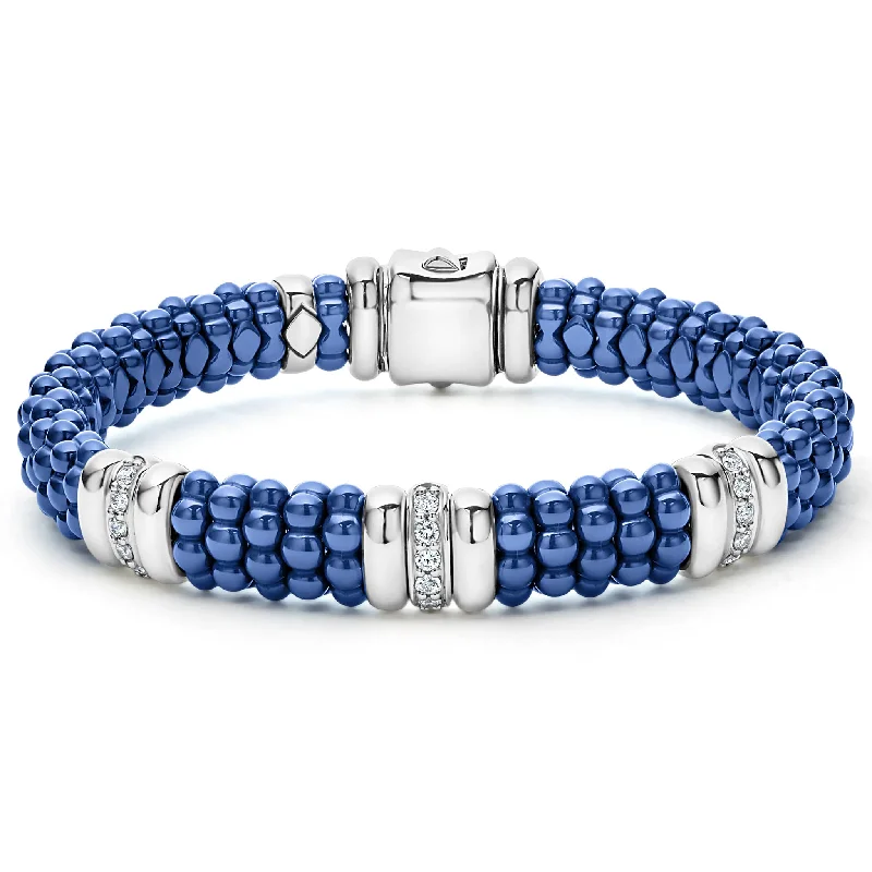 Eco-Friendly Sustainable Jewelry For Conscious Buyers Lagos Blue Caviar 3 Station Ceramic Diamond Bracelet