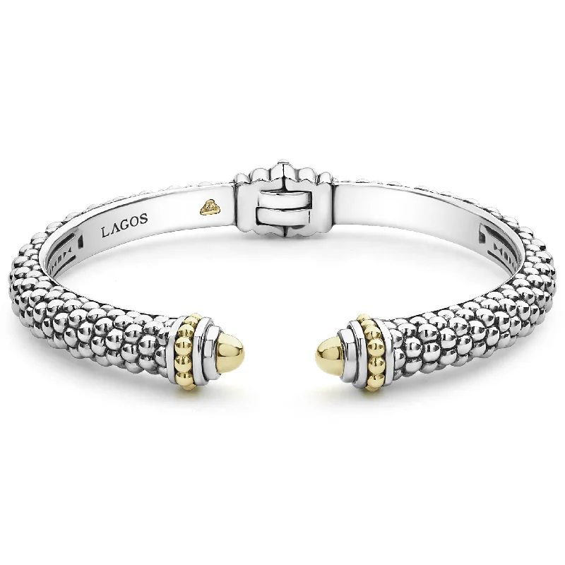 Exclusive Gemstone Jewelry Markdowns – Shop Now Lagos Signature Caviar Two-Tone Cuff Bracelet