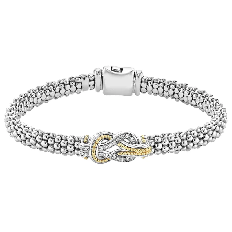 Limited-Time Jewelry Sale – Elegant Styles At Less Lagos Two-Tone Knot Diamond Caviar Bracelet 6mm