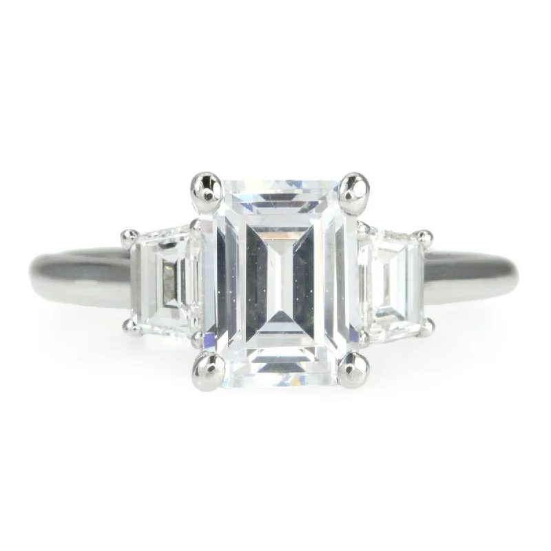 Jewelry Deals That Sparkle – Shop Today Platinum Emerald Cut Engagement Ring Mount with Two Trapezoid Diamonds