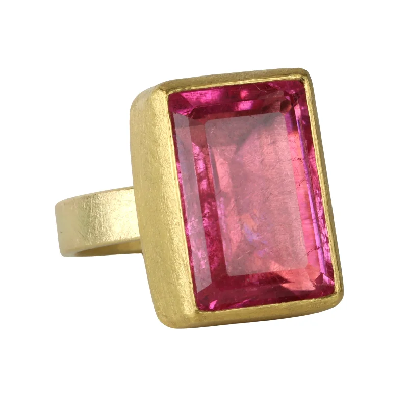 Flash Sale On Stunning Jewelry – Limited Stock Available 22K & 18K Gold Rectangular Pink Tourmaline Ring