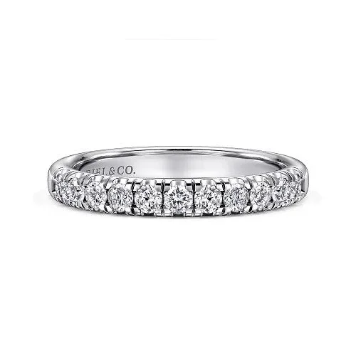 Unbeatable Offers On Luxury And Everyday Jewelry Portofino - 14K White Gold 11 Stone French Pave Diamond Wedding Band - 0.5 ct