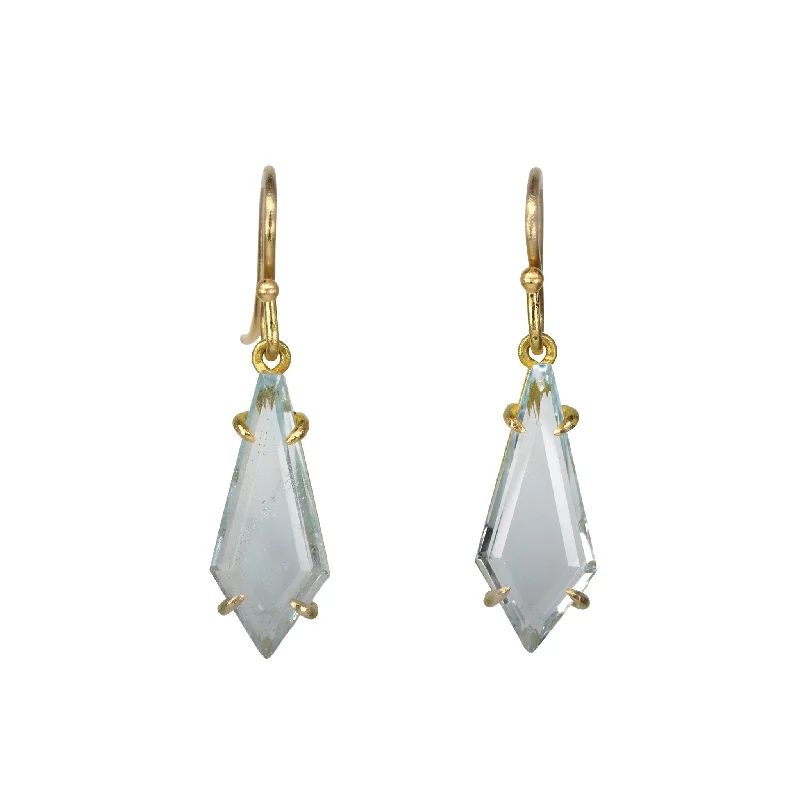 Elegant Designs, Unbeatable Discounts – Shop Jewelry Now 18K Gold and Pale Blue Topaz Geometric Earrings