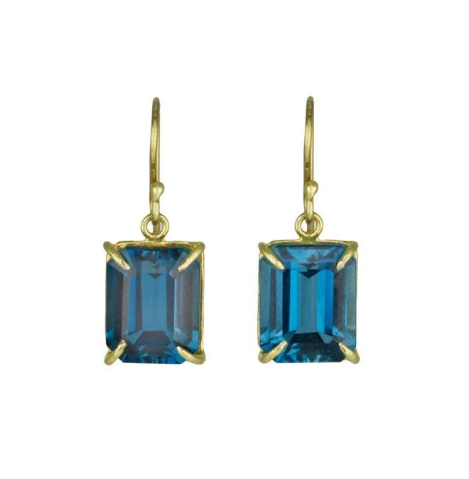 Limited-Time Offer On Elegant Jewelry Pieces Blue Topaz Emerald Cut Earrings