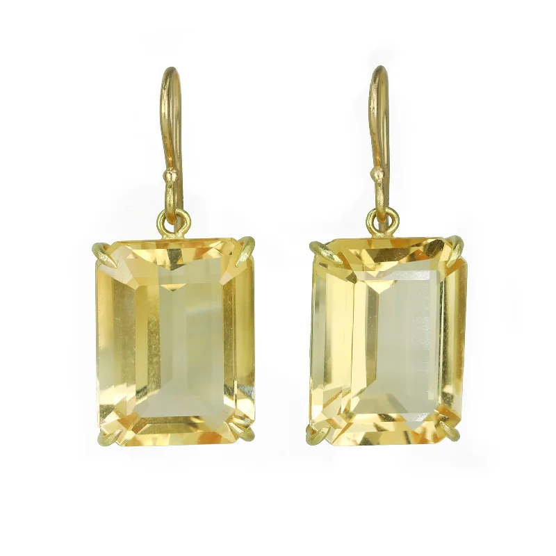 Get Ready To Sparkle – Special Jewelry Discounts Large Emerald Cut Champagne Citrine Drop Earrings