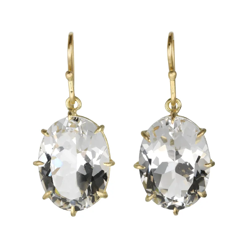 Elevate Your Outfit With Discounted Statement Jewelry Large North-South Oval Faceted White Topaz Earrings