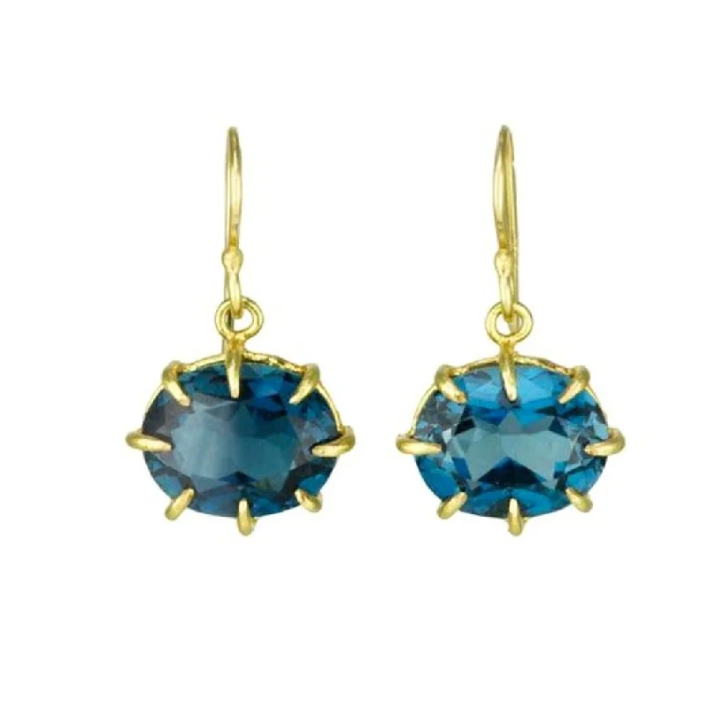 Big Discounts On Elegant Jewelry Collections Oval Faceted London Blue Topaz Earrings