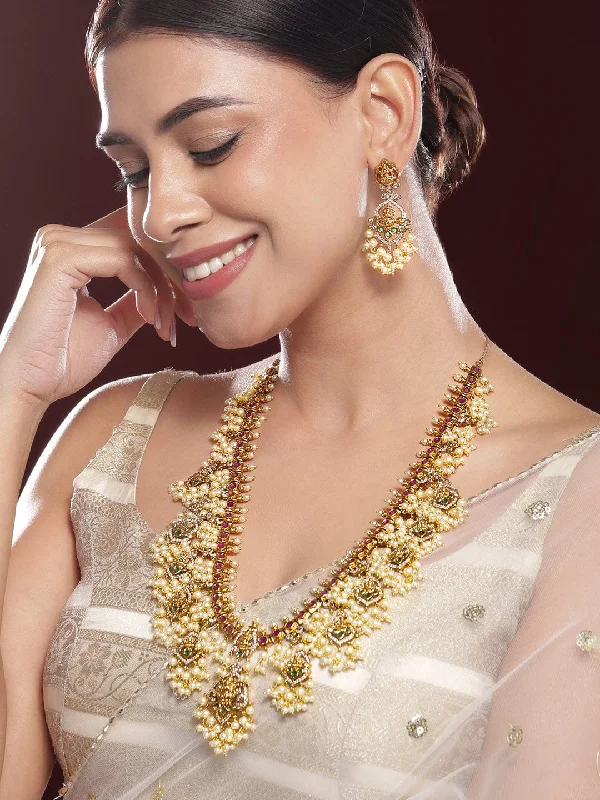 Discover Unique Jewelry With Special Limited-Time Offers Rubans 22K Gold-Plated Stone Studded Jewellery Set