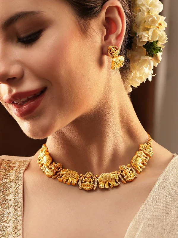 Flash Sale On Stunning Jewelry – Don't Miss Out Rubans Gilded Elegance: AD Necklace Set