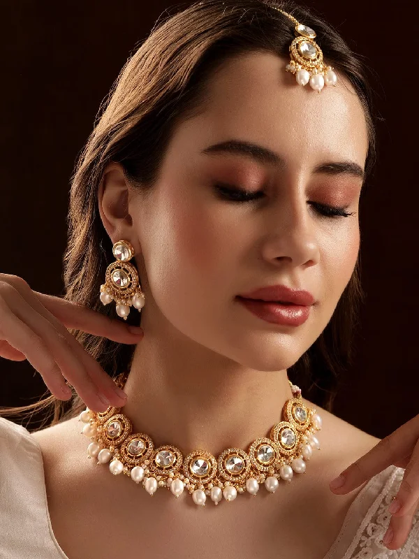 Don't Miss Our Biggest Jewelry Sale Of The Season Rubans Kundan Studded pearl beaded and Gold plated jewelry set