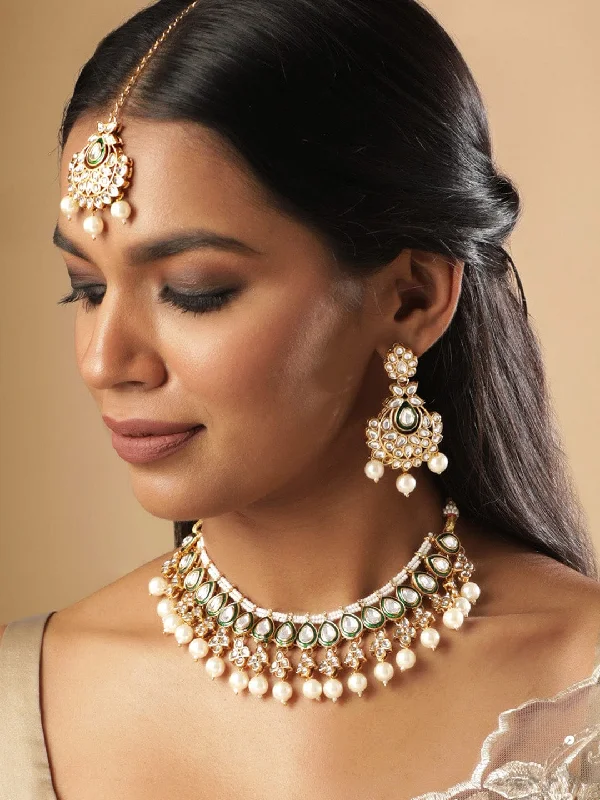 Stunning Jewelry At A Fraction Of The Price Rubans Kundan Necklace Set with White Beads