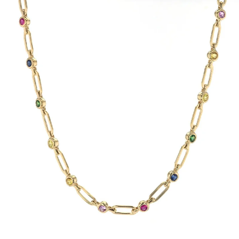 Chic And Stylish Jewelry At Exclusive Prices Sapphire Paper Clip Necklace