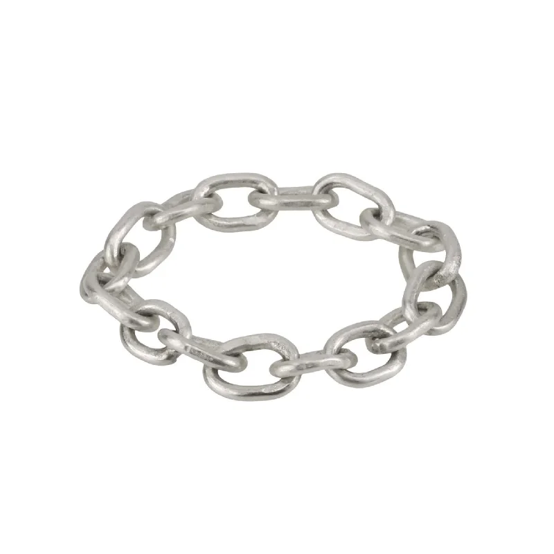 Affordable Elegance – Premium Jewelry At Special Prices "Diana" Sterling Silver Handmade Flexible 18 Gauge Link Chain Ring