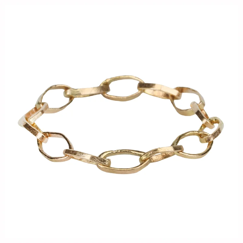 Your Perfect Accessory Now At The Best Price "Dorothy" 14K Gold Handmade Flexible Link Chain Ring