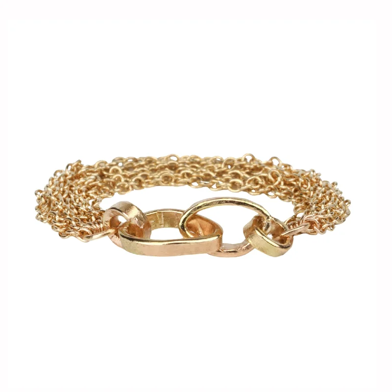 Last Chance To Shop High-End Jewelry At Markdown Prices "Izzy" 14K Yellow Gold Multi Row Chain Ring