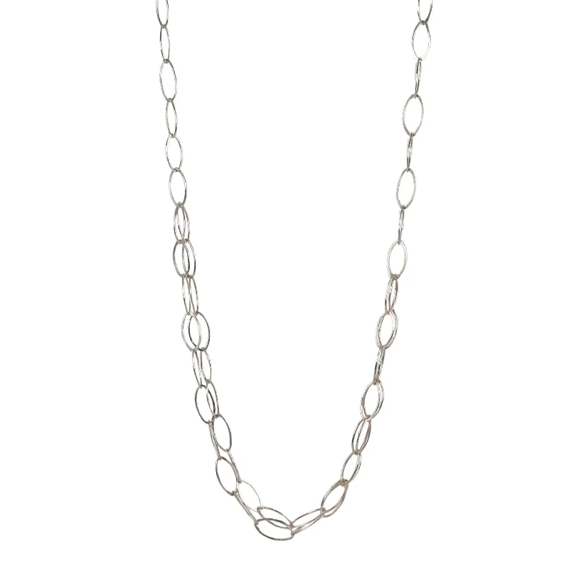 Your Perfect Accessory Now At The Best Price Sterling Silver Handmade Oval Link Chain Necklace with Center Double Layer of Chain