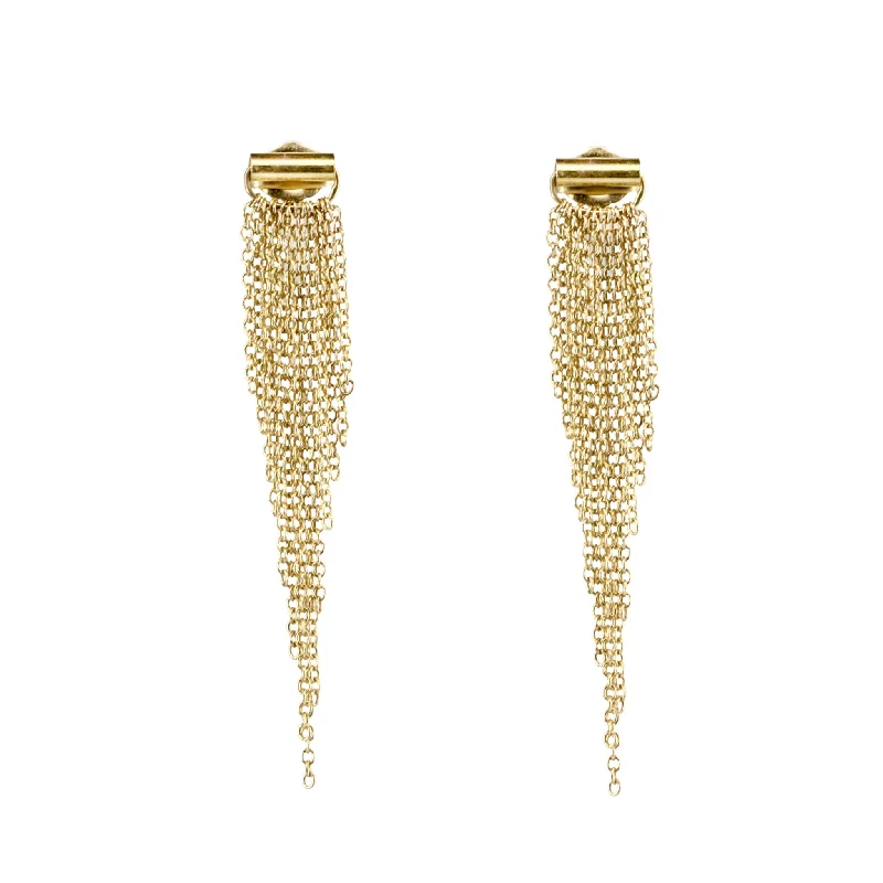 Don't Miss Out – Shop Elegant Jewelry For Less "Swimsuit" 14 Karat Yellow Gold Multi-Length Draping Chain Earrings - 1.5" Length