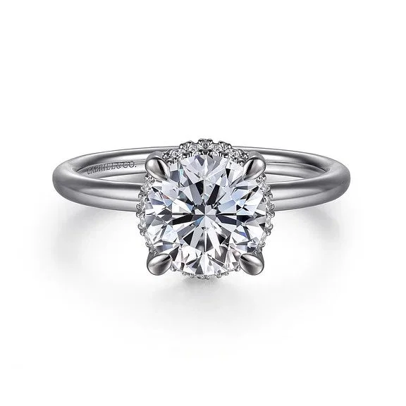 Special Sale On Handcrafted Jewelry – Shop Today Seattle - 14K White Gold Round Hidden Halo Diamond Engagement Ring (Setting Only)