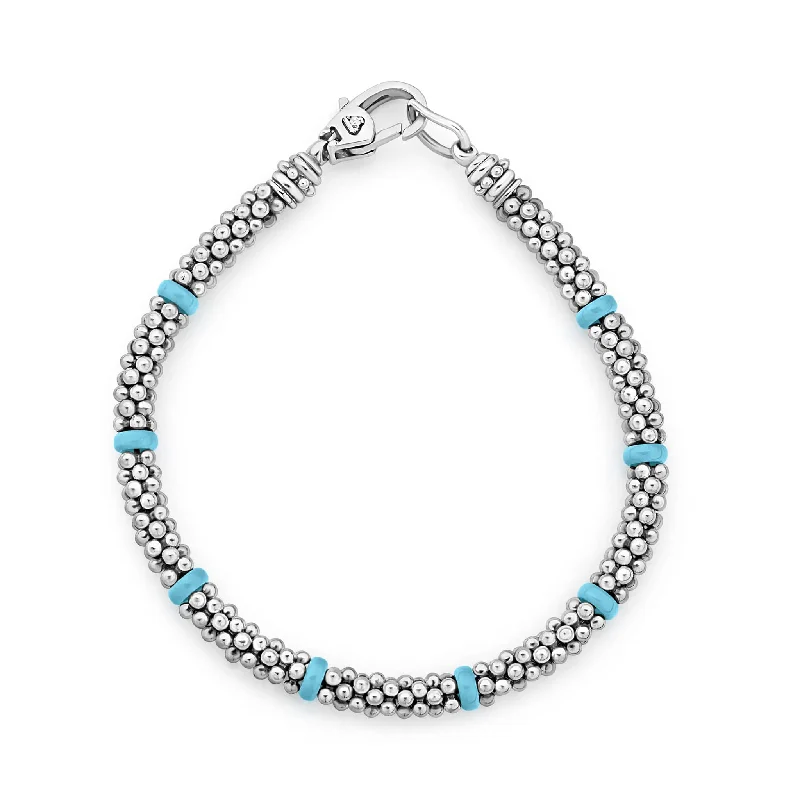 Shop Elegant Jewelry At Unbeatable Prices Lagos Blue Caviar SS Eight Ceramic Station Beaded Bracelet, 5mm - SZ LRG (8)