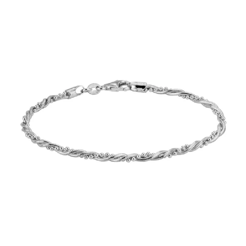 Delicate Crystal Jewelry For Sophisticated Charm Sterling Silver Twist Beaded Bracelet