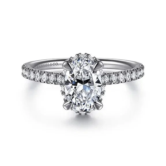 Discounted Jewelry For A Glamorous Look Suede - 14K White Gold Oval Hidden Halo Diamond Engagement Ring (Setting Only)