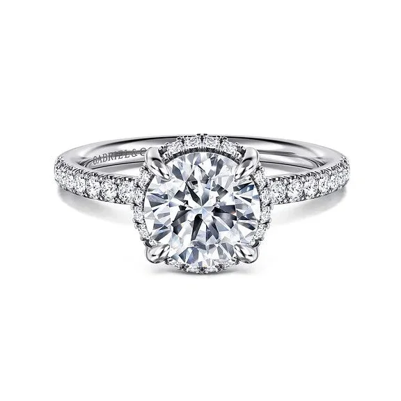 Upgrade Your Collection With Our Limited-Time Jewelry Sale Suede - 14K White Gold Round Hidden Halo Diamond Engagement Ring (Setting Only)