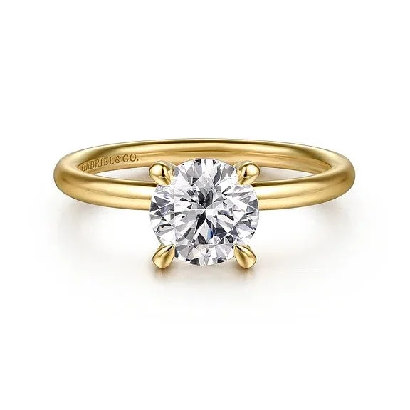 Affordable Glamour – Premium Jewelry At Special Prices Tiana - 14K Yellow Gold Round Solitaire Diamond Engagement Ring (Setting Only)