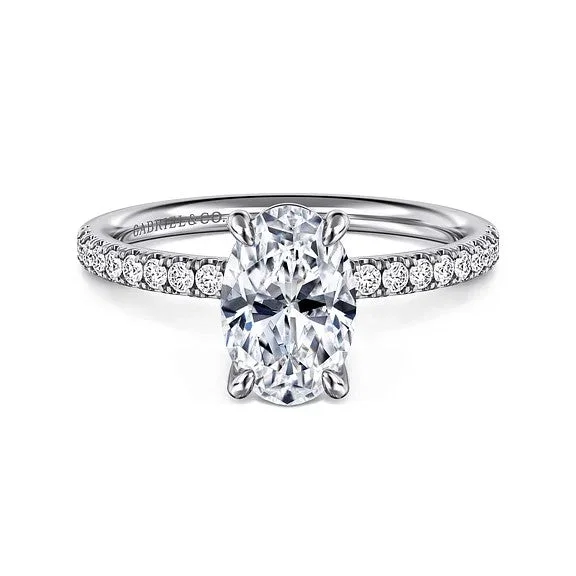 Your Perfect Accessory At The Perfect Price Twain - 14K White Gold Oval Diamond Engagement Ring (Setting Only)