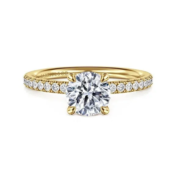 Shop Stylish Jewelry Now And Save Big Twain - 14K Yellow Gold Round Diamond Engagement Ring (Setting Only)