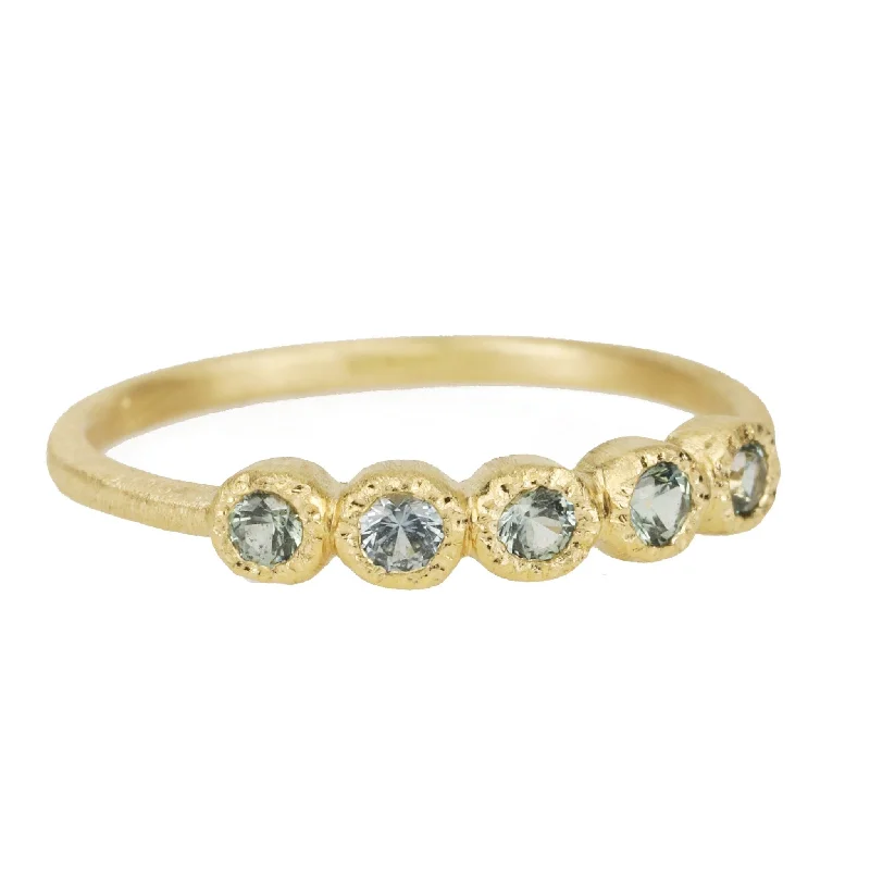 Elegant Designs, Unbeatable Discounts – Shop Jewelry Now Gold Five Bezel-Set Montana Sapphire Ring