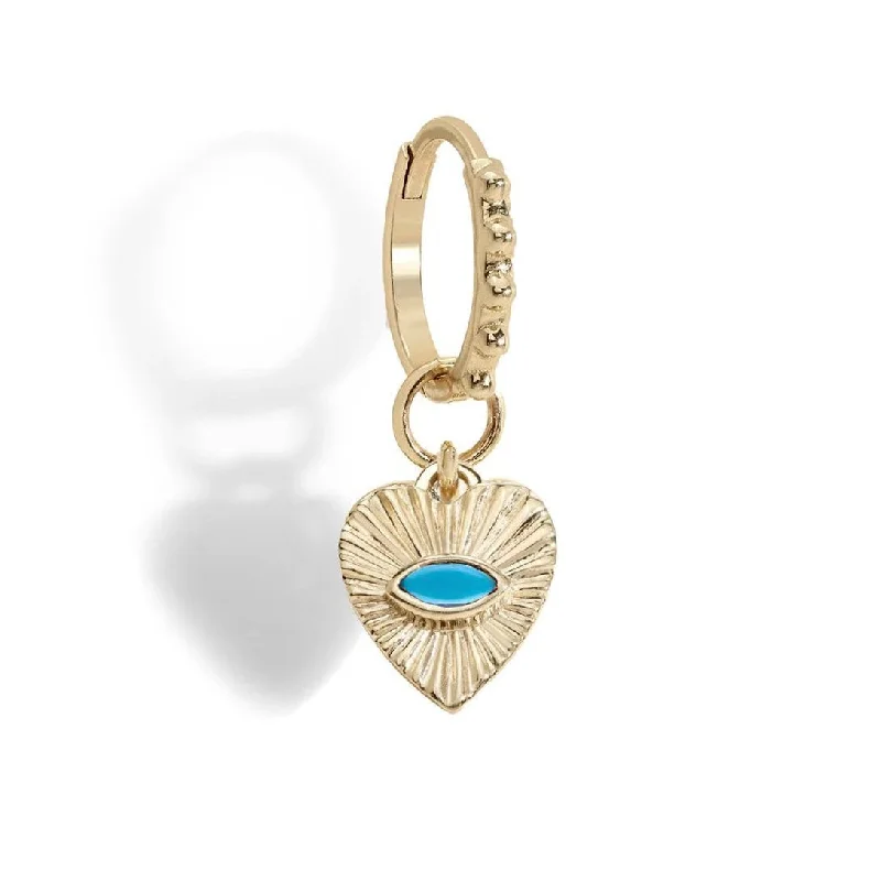 Limited Stock On Premium Jewelry At Low Prices 10K Gold "Heart" Turquoise Earring Charm