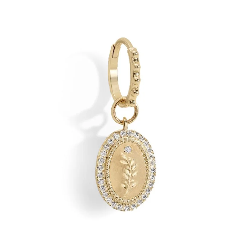 Unbeatable Offers On Luxury And Everyday Jewelry "Olive Branch" Earring Charm with Pave Diamond Border