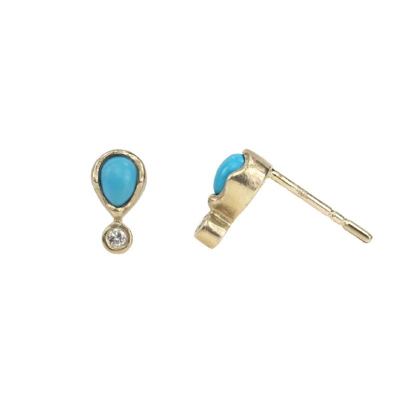 Exclusive Jewelry Sale Event – Shop Now Teardrop Turquoise Studs with Diamond Detail