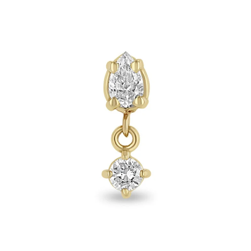 Huge Savings On Timeless Jewelry Collections Pear Diamond Stud with Dangling Round Diamond Drop